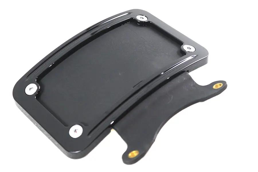 V-Twin 78661B Curved License Plate Frame in Black for Harley Davidson FLHX by V-Twin