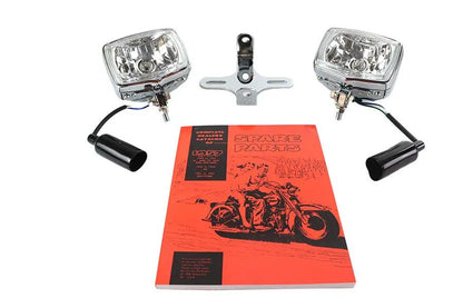 V-Twin Dual Rectangular Headlamp Kit Chrome for Pre-1988 Narrow Glide Trees by V-Twin