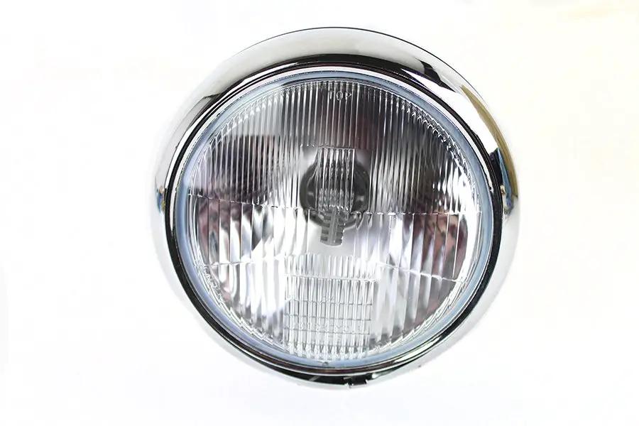 V-Twin 7 Inch 6 Volt LED Headlamp with Black Finish for Harley Davidson FL Models by V-Twin
