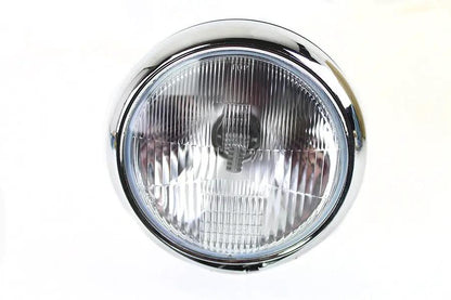 V-Twin 7 Inch 6 Volt LED Headlamp with Black Finish for Harley Davidson FL Models by V-Twin