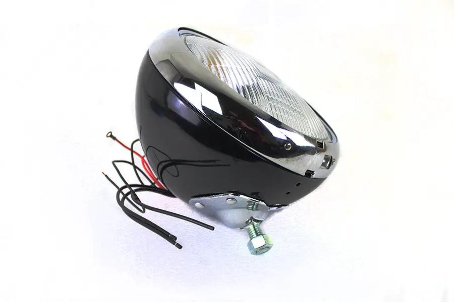 V-Twin 7 Inch 6 Volt LED Headlamp with Black Finish for Harley Davidson FL Models by V-Twin