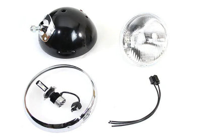 V-Twin 7 Inch 12 Volt LED Headlamp with Black Finish and Chrome Rim for Harley Davidson FL by V-Twin