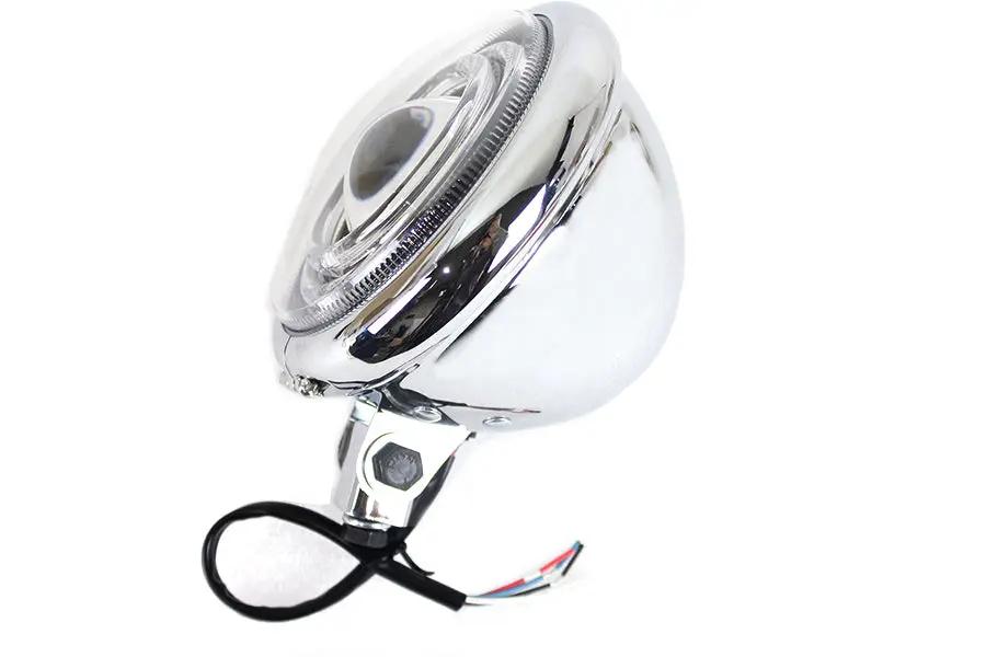 Wyatt Gatling 5-3/4 inch Bates Style LED Headlamp Chrome – Full LED Configuration with 38,000 Lumens by Wyatt Gatling