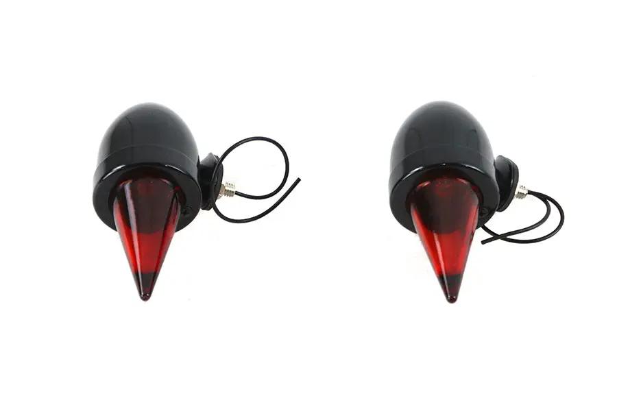 V-Twin Torpedo Bullet Lamp Set Black with Mounting Studs by V-Twin