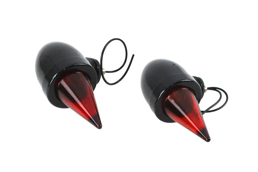 V-Twin Torpedo Bullet Lamp Set Black with Mounting Studs by V-Twin