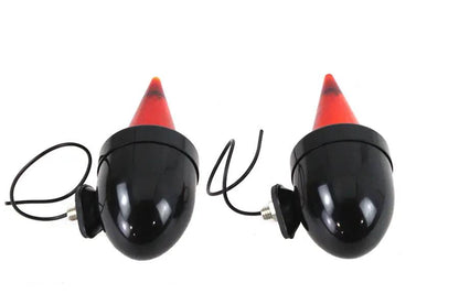 V-Twin Torpedo Bullet Lamp Set Black with Mounting Studs by V-Twin