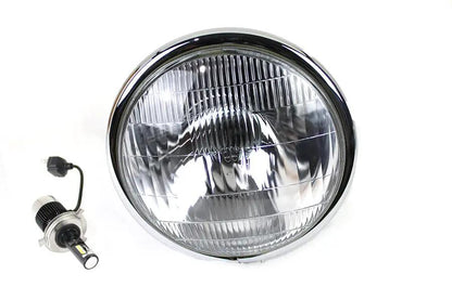 V-Twin 6-1/2 inch Spring Fork H-4/LED Headlamp Unit Black for Harley Davidson EL Models by V-Twin
