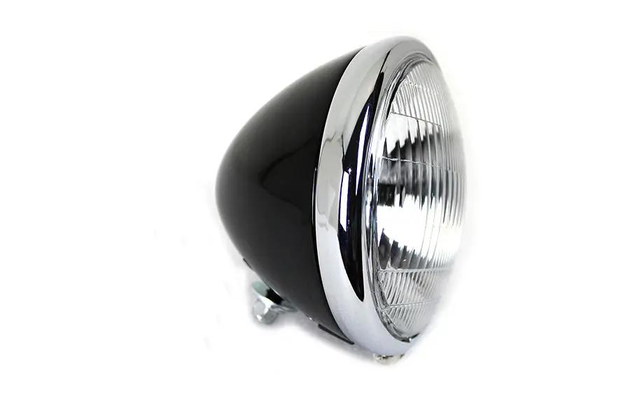 V-Twin 6-1/2 inch Spring Fork H-4/LED Headlamp Unit Black for Harley Davidson EL Models by V-Twin