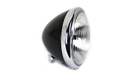 V-Twin 6-1/2 inch Spring Fork H-4/LED Headlamp Unit Black for Harley Davidson EL Models by V-Twin