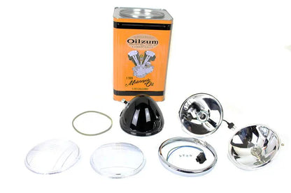 V-Twin 6-1/2 inch Spring Fork H-4/LED Headlamp Unit Black for Harley Davidson EL Models by V-Twin