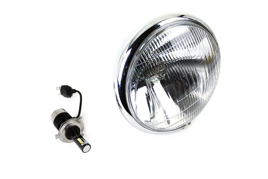 V-Twin 6-1/2 inch Spring Fork H-4/LED Headlamp Unit for Harley Davidson EL Models by V-Twin