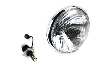 V-Twin 6-1/2 inch Spring Fork H-4/LED Headlamp Unit for Harley Davidson EL Models by V-Twin