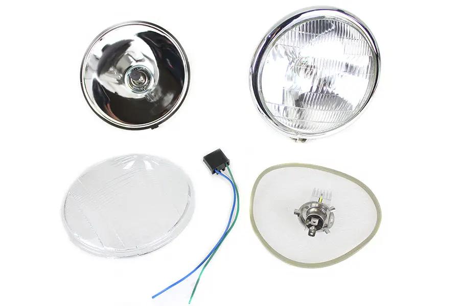 V-Twin 6-1/2 Inch Spring Fork 6 Volt LED Headlamp Chrome for Harley Davidson EL Models by V-Twin