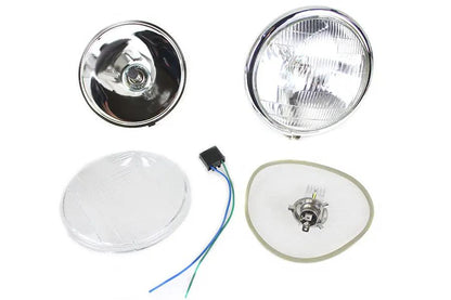 V-Twin 6-1/2 Inch Spring Fork 6 Volt LED Headlamp Chrome for Harley Davidson EL Models by V-Twin