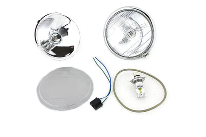 V-Twin 6-1/2 Inch Spring Fork 6 Volt LED Headlamp Chrome for Harley Davidson EL Models by V-Twin