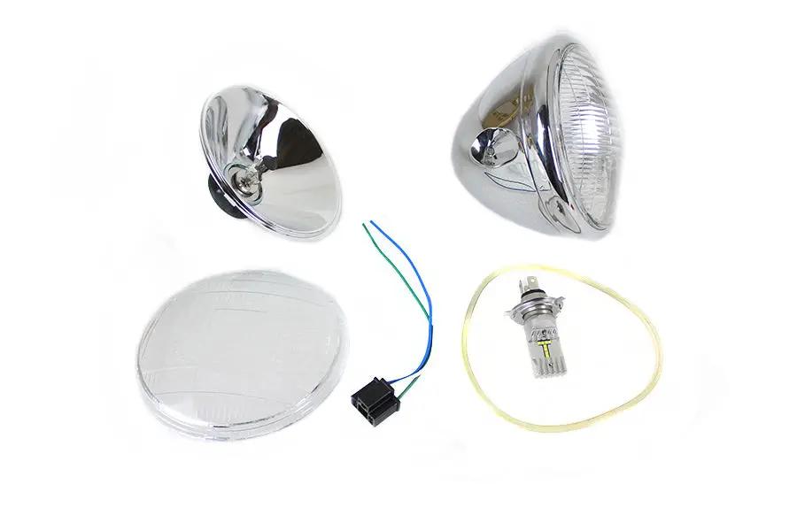 V-Twin 6-1/2 Inch Spring Fork 6 Volt LED Headlamp Chrome for Harley Davidson EL Models by V-Twin
