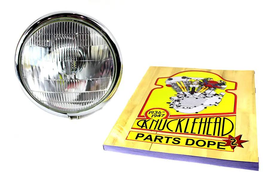 V-Twin 6 Volt LED Spring Fork Headlamp Black for Harley Davidson EL Models by V-Twin