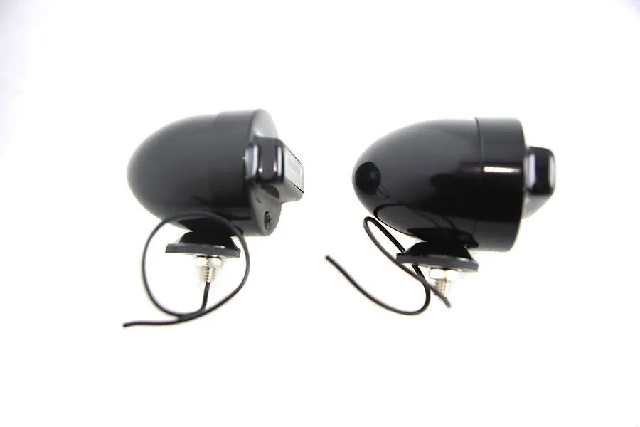 V-Twin Blackout Bullet Lamp Set Flat Black with 12 Volt Bulbs Included by V-Twin