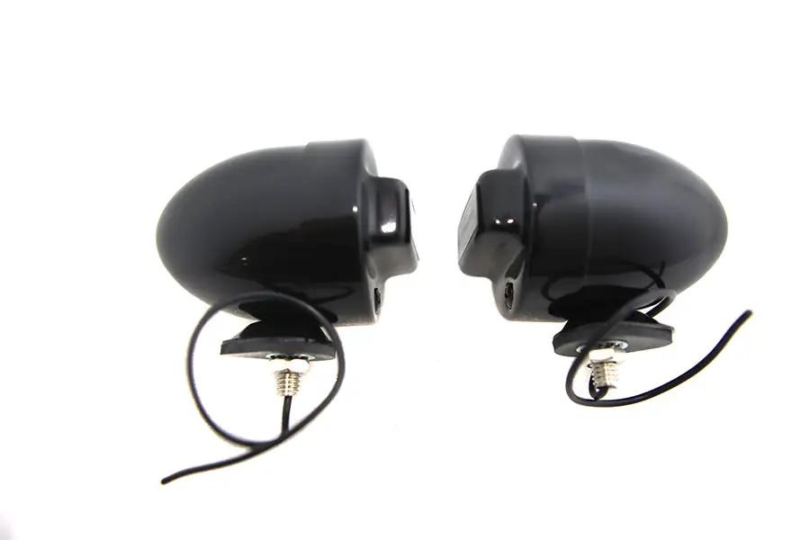 V-Twin Blackout Bullet Lamp Set Flat Black with 12 Volt Bulbs Included by V-Twin