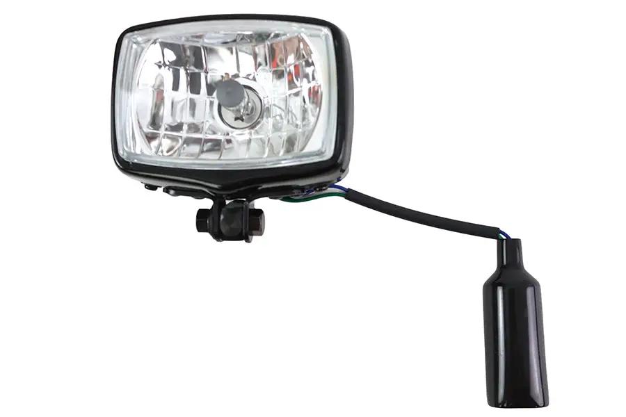 V-Twin 12 Volt Chopper Rectangular Headlamp with Black Finish (Part #83097B) by V-Twin