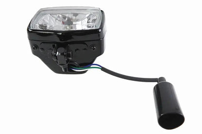 V-Twin 12 Volt Chopper Rectangular Headlamp with Black Finish (Part #83097B) by V-Twin