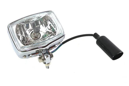 12 Volt Chopper Rectangular Headlamp Chrome by V-Twin
