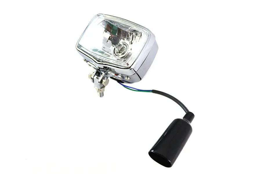 12 Volt Chopper Rectangular Headlamp Chrome by V-Twin