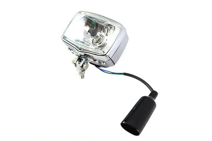 12 Volt Chopper Rectangular Headlamp Chrome by V-Twin