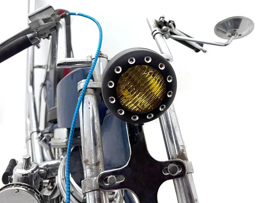 V-Twin 4 Inch Retro Headlamp Black - 12 Volt Die-Cast Aluminum Body with High & Low Beams by V-Twin