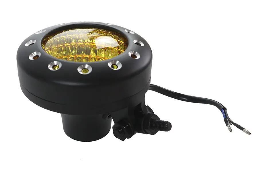 V-Twin 4 Inch Retro Headlamp Black - 12 Volt Die-Cast Aluminum Body with High & Low Beams by V-Twin