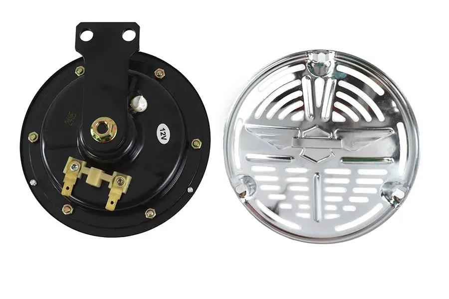V-Twin 12 Volt Spring Horn with Chrome Face - 5-3/16 inch Diameter by V-Twin