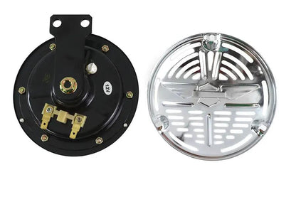 V-Twin 12 Volt Spring Horn with Chrome Face - 5-3/16 inch Diameter by V-Twin
