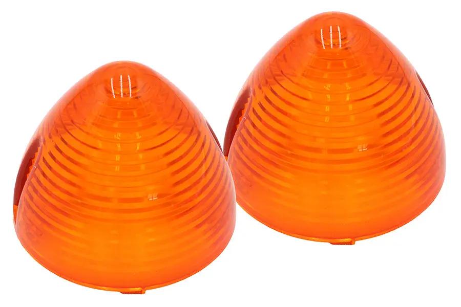 V-Twin Bullistic Turn Signal Lenses Amber for Harley Davidson – 83mm Flat Style Signal Lens Set by V-Twin