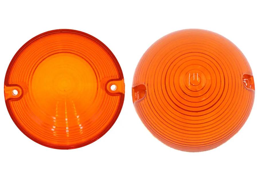 V-Twin Bullistic Turn Signal Lenses Amber for Harley Davidson – 83mm Flat Style Signal Lens Set by V-Twin