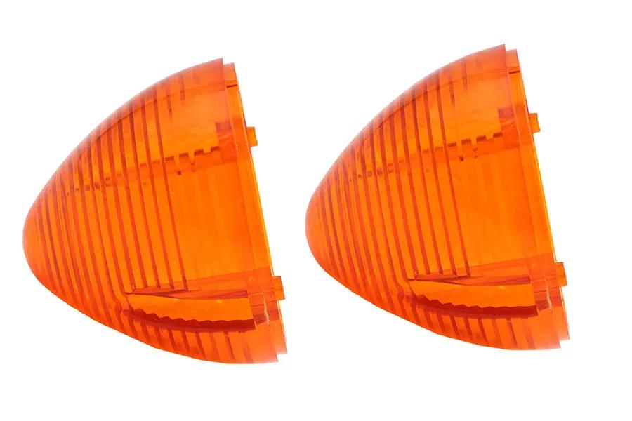V-Twin Bullistic Turn Signal Lenses Amber for Harley Davidson – 83mm Flat Style Signal Lens Set by V-Twin