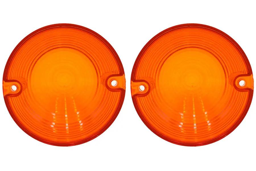 V-Twin Bullistic Turn Signal Lenses Amber for Harley Davidson – 83mm Flat Style Signal Lens Set by V-Twin