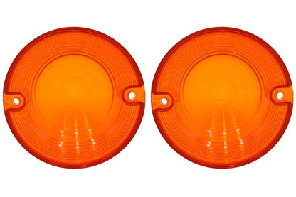 V-Twin Bullistic Turn Signal Lenses Amber for Harley Davidson – 83mm Flat Style Signal Lens Set by V-Twin