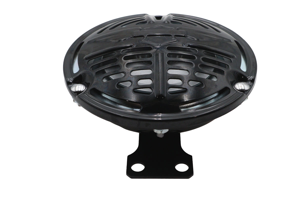 V-Twin 5-3/4-Inch Classic 6-Volt Black Horn with 2-Hole Bracket, Part 33-1845