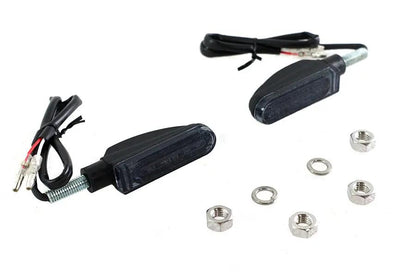 V-Twin Amber LED Turn Signal Set with Black Finish and Scanning LED Function - Part 165025 by V-Twin