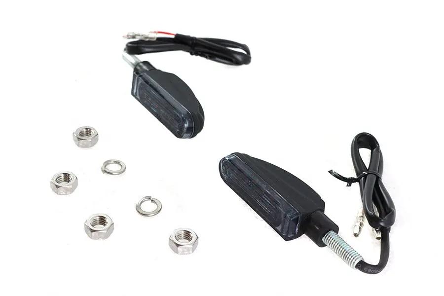 V-Twin Amber LED Turn Signal Set with Black Finish and Scanning LED Function - Part 165025 by V-Twin