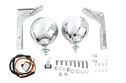 V-Twin Pursuit Spotlamp Kit for Harley Davidson FL - Red and Blue Sealed Beams by V-Twin
