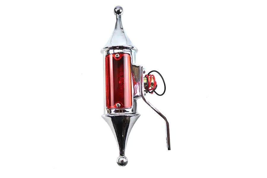 V-Twin Finch Pawn Lamp Chrome Red Lens with Universal Mounting Bracket by V-Twin