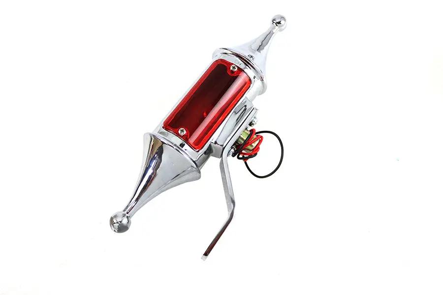 V-Twin Finch Pawn Lamp Chrome Red Lens with Universal Mounting Bracket by V-Twin