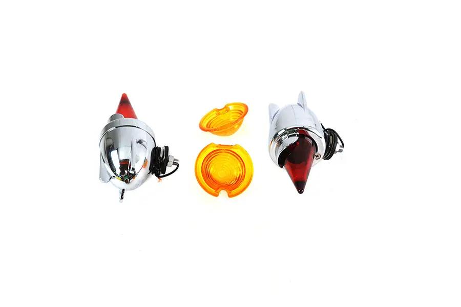 V-Twin Zeppelin Torpedo Bullet Lamp Set with Metal Construction and Single Bottom Stud Mount by V-Twin