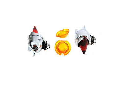 V-Twin Zeppelin Torpedo Bullet Lamp Set with Metal Construction and Single Bottom Stud Mount by V-Twin