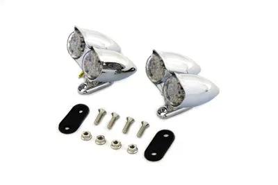 Wyatt Gatling L24-6623CCLEDE Chrome Oval Tail Lamp Assembly with Red and Amber LED by Wyatt Gatling