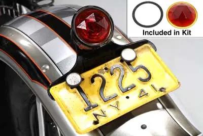 Wyatt Gatling Faceted Round Red Tail Lamp Lens for Vintage Harley Davidson Motorcycles by Wyatt Gatling