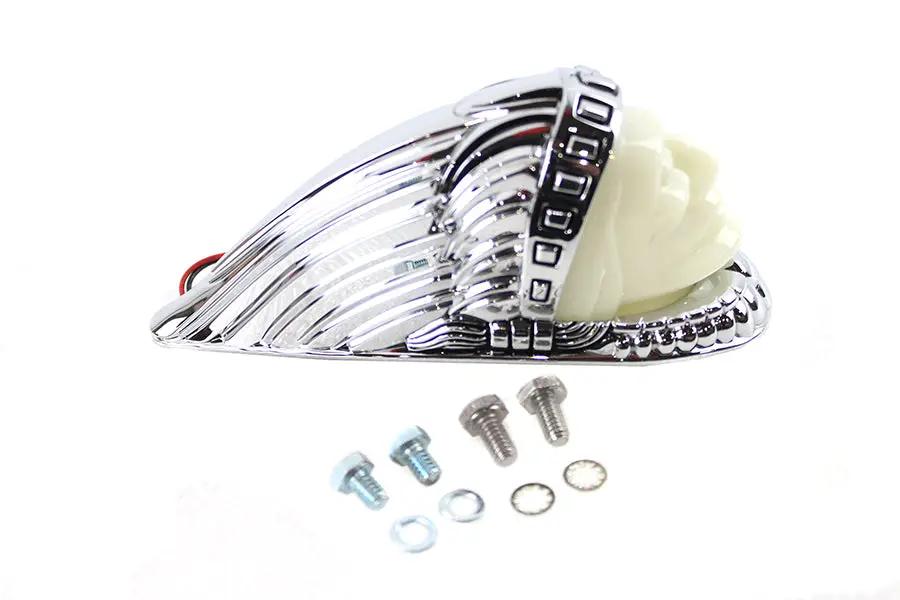 V-Twin Indian Face Front Fender Lamp Chrome with White Lens - 12 Volt Motorcycle Fender Light by V-Twin