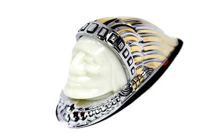 V-Twin 78658G 12 Volt Indian Head Front Fender Lamp with Chrome and Gold Finish by V-Twin