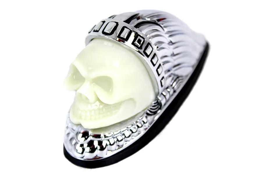 V-Twin 78659 Skull Head Front Fender Lamp with Chrome Finish by V-Twin